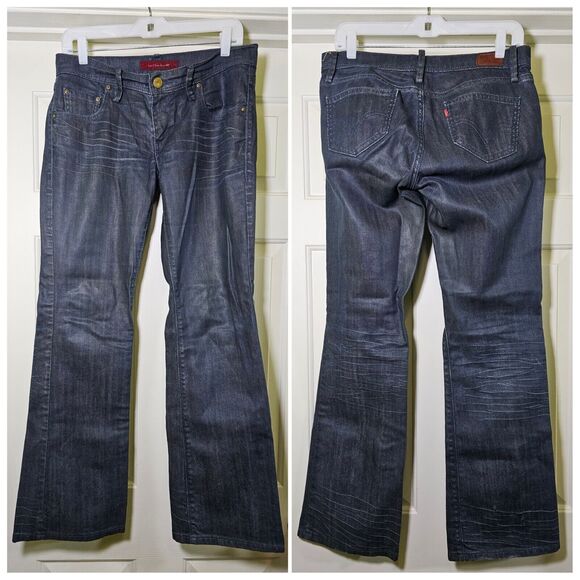 Levi's Demi Boot 508 Jeans Dark Wash Size 8S W29 Cotton Whiskering Distressed - Picture 1 of 8